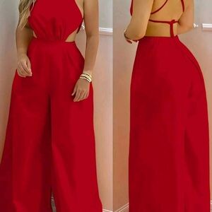 Elegant Red Women's Jumpsuit